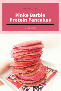 Muskelaufbau Rezept pinke Barbie Protein Pancakes