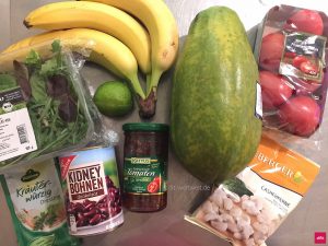 Zutaten für veganen Salat - vegan mit Proteine für die Stoffwechselkur (Stabilisierungsphase)
