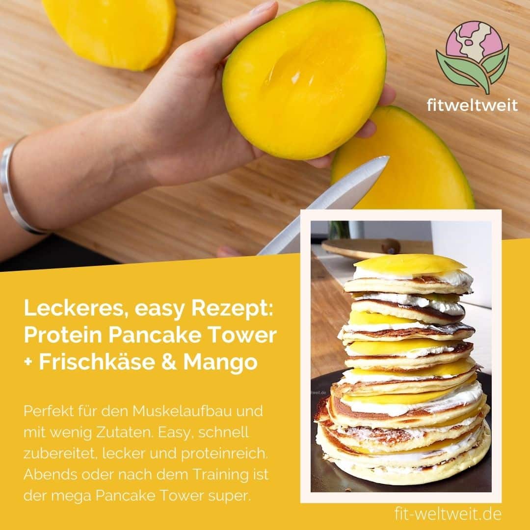 Muskelaufbau Essen Rezepte Protein Pancake Tower Frischkäse Mango