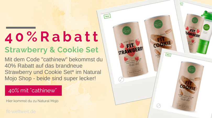 Natural Mojo Strawberry Cookie Set 40% Rabattcode MAI AKTION: 40 % Rabatt auf alle Natural Mojo Cookie und Strawberry Sets mit dem Gutscheincode "CATHINEW" (Begrenzt - nur solange der Vorrat reicht) Natural Mojo (Werbung) Strawberry Cookie Set 40% Rabattcode MAI AKTION: 40 % Rabatt auf alle Cookie und Strawberry Sets mit dem Gutscheincode "CATHINEW" (Begrenzt - nur solange der Vorrat reicht)