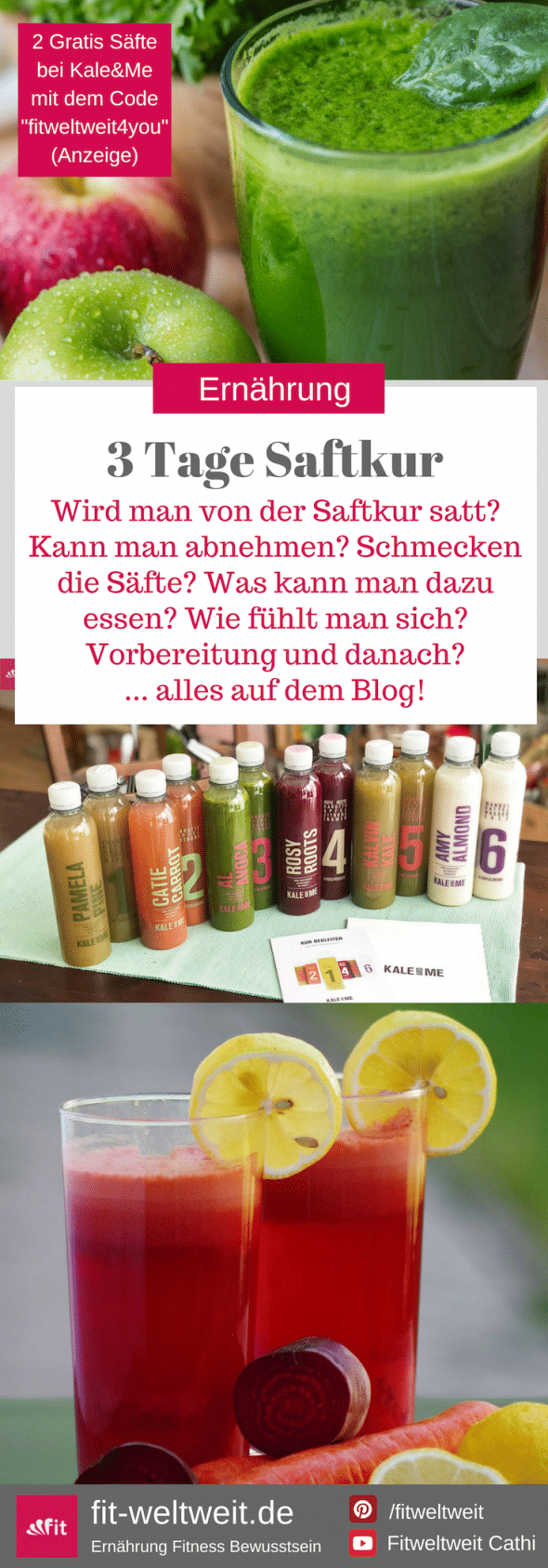 Kale and Me Erfahrungen 3-Tage Saftkur Kale & Me Säfte   Saft Shots