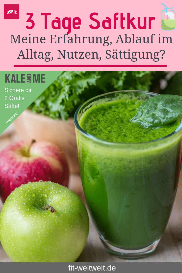 #Saftkur #Erfahrung #3Tage #abnehmen #vorhernachher #selbermachen #kaufen 3 Safttage mit der Kur von Kale & Me (Werbung) Ich habe das Experiment gewagt. Wie lief es? Mein gesamter Alltag der 3 Tage, ich war zuhause und unterwegs bei Terminen und auf Events. Wird man von der Saftkur satt? Kann man abnehmen? Schmecken die #Säfte? Was kann man dazu essen? Wie fühlt man sich bei der Saftkur? Saftkur vorbereiten? Entlastungstage, Entschlackung und danach + 2 gratis Säfte … alles auf dem Blog! #Saftkur #Erfahrung #3Tage #abnehmen #vorhernachher #selbermachen #kaufen 3 Safttage mit der Kur von Kale & Me (Werbung) Ich habe das Experiment gewagt. Wie lief es? Mein gesamter Alltag der 3 Tage, ich war zuhause und unterwegs bei Terminen und auf Events. Wird man von der Saftkur satt? Kann man abnehmen? Schmecken die #Säfte? Was kann man dazu essen? Wie fühlt man sich bei der Saftkur? Saftkur vorbereiten? Entlastungstage, Entschlackung und danach + 2 gratis Säfte … alles auf dem Blog!