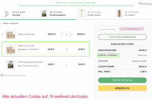Natural Mojo Code, Rabatt Gutscheine 2020 (Werbung): 20 % Rabatt auf den gesamten Natural Mojo Shop mit Gutscheincode "FITWELTWEIT20" 30 % Rabatt auf alle Sets bei Natural Mojo mit dem Gutscheincode "FITWELTWEIT20" 50 % Rabatt (2 für 1) - 40% auf alle Sets ab 59€ mit CATHI40 ; 50 % Rabatt (2 für 1) auf das Sweet Lover Set mit "CATHISWEET". Alle Infos zu den  Natural Mojo #Rabattcodes erhältst zu hier.