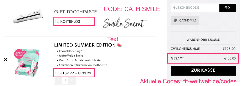 Rabattcode Smile Secret Melonen Limited Edition free Gift Rabatt