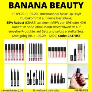 Auf den Shop von Banana Beauty 55% Rabatt. Code CATZE55.