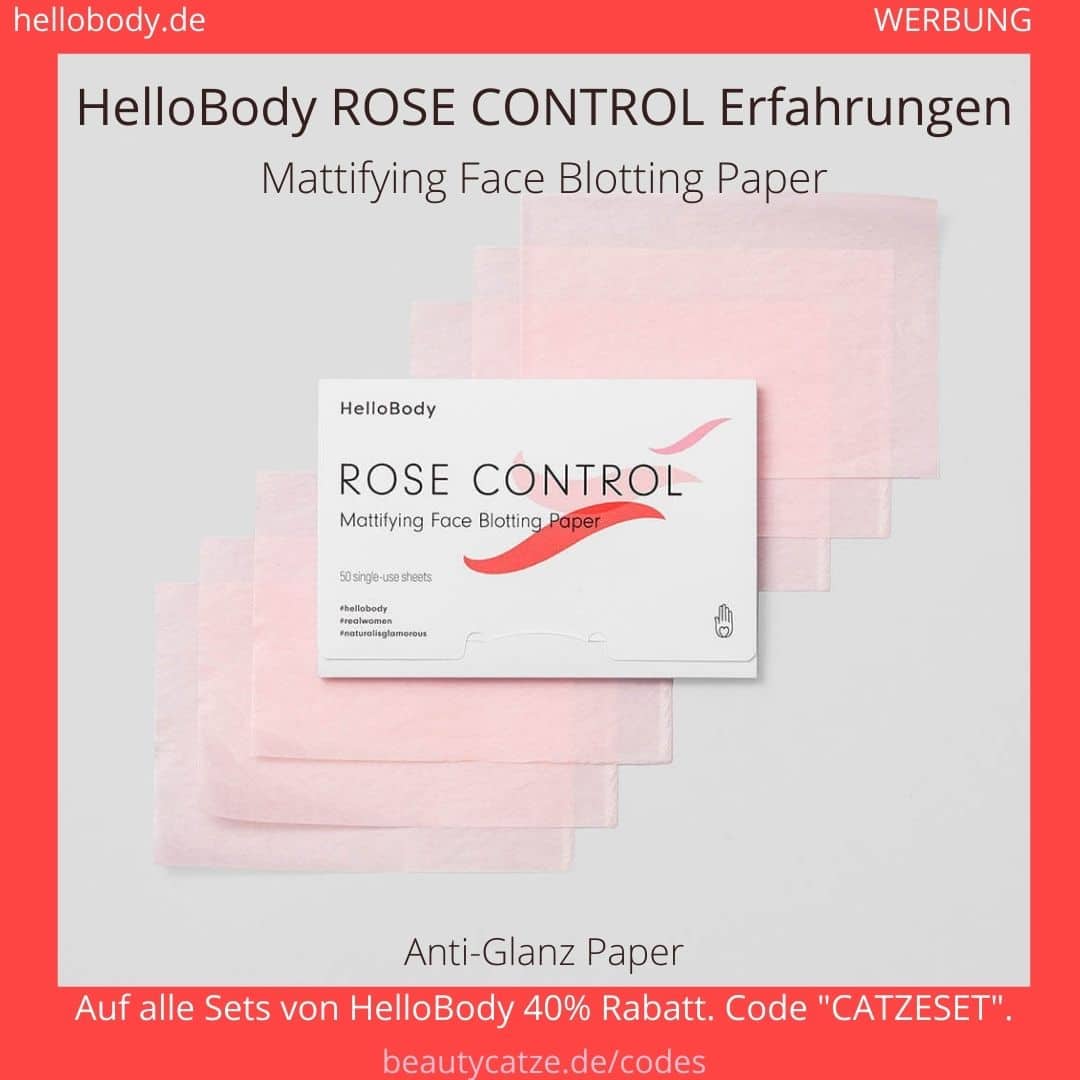 Hello Body ROSE CONTROL Erfahrungen Blätter fettiges Gesicht abmattieren Anwendung Bewertung