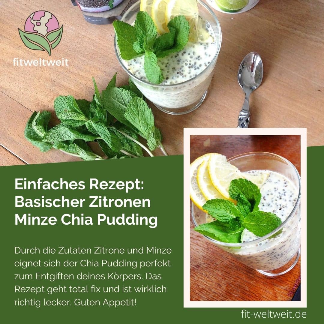 Einfaches Rezept, Basischer Zitronen Minze Chia Pudding