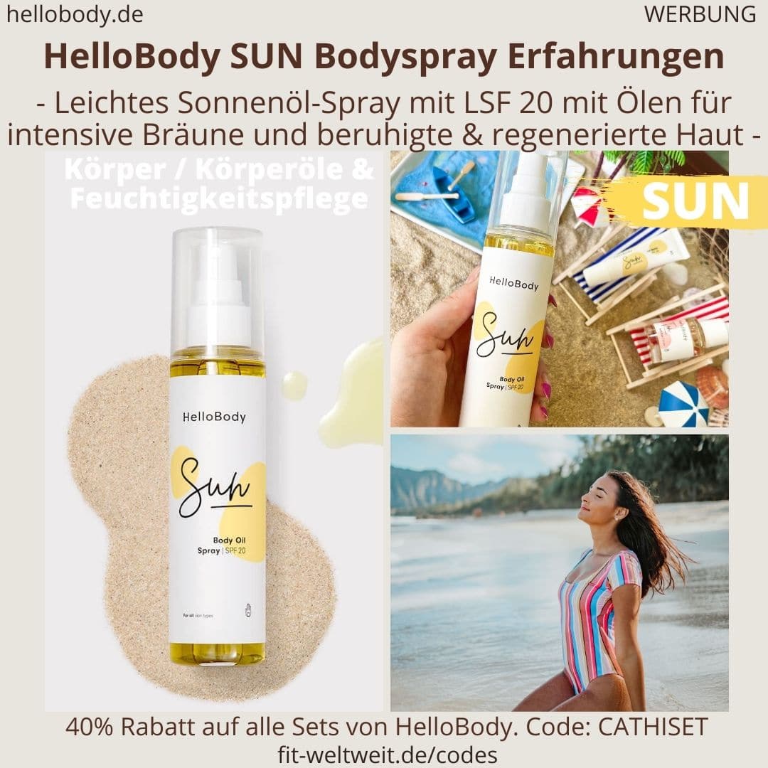 SUN Body Oil Spray LSF 20 HelloBody Erfahrungen Test Sonnenöl-Spray Hello Body