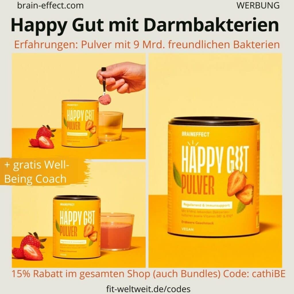 BRAINEFFECT Erfahrungen HAPPY GUT DARMBAKTERIEN PULVER Test Bewertungen Nebenwirkungen