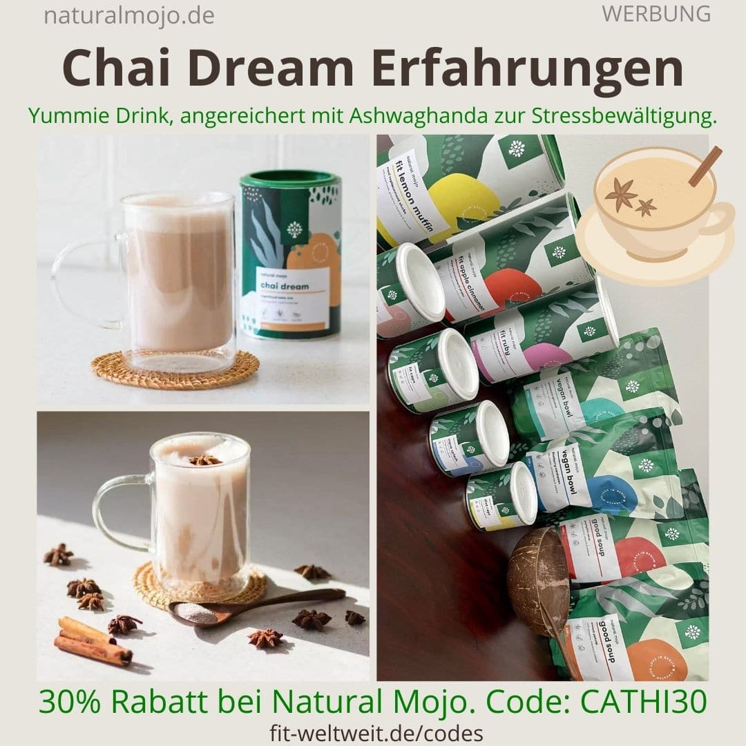 CHAI DREAM NATURAL MOJO Erfahrung Latte Drink Superfood würziger Geschmack CHAI DREAM NATURAL MOJO Erfahrung Latte Drink Superfood würziger Geschmack