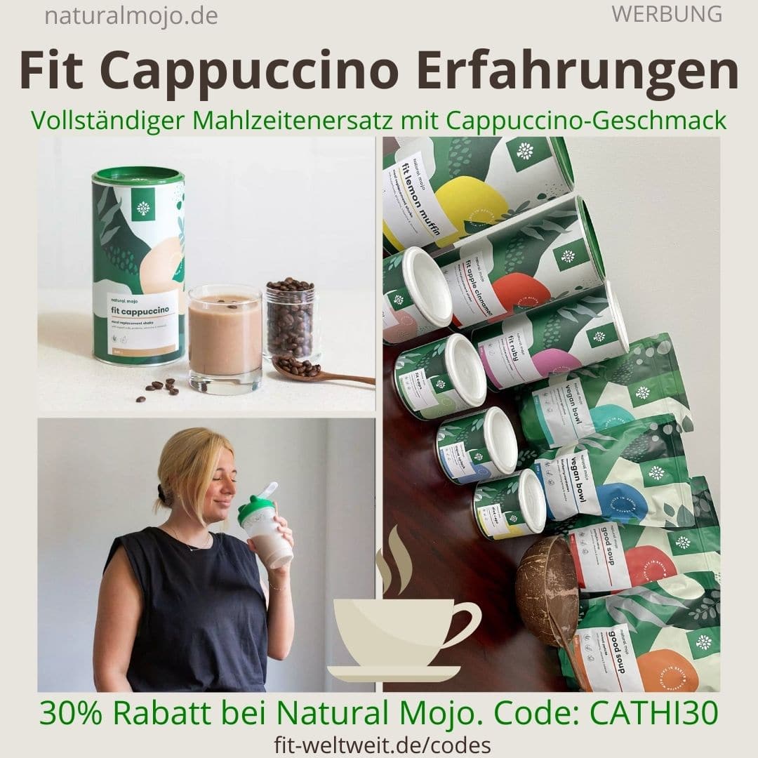 FIT CAPPUCCINO NATURAL MOJO Erfahrung Fit Shake Abnehmen Mahlzeitenersatz Kaffeegeschmack