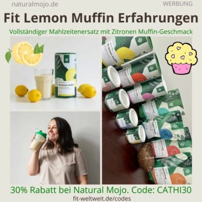 FIT Lemmon Muffin NATURAL MOJO Erfahrung Fit Shake Abnehmen Mahlzeitenersatz Zitronenkuchengeschmack