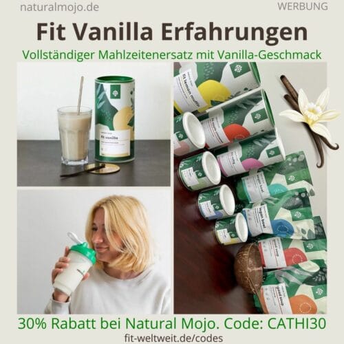 FIT Vanilla NATURAL MOJO Erfahrung Fit Shake Abnehmen Mahlzeitenersatz Vanillegeschmack