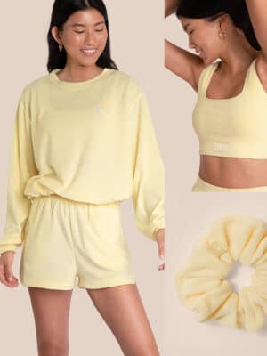 OCEANS APART FROTTEE SET GELB YELLOW BRA SHORT SWEATER Scrunchi Erfahrungen