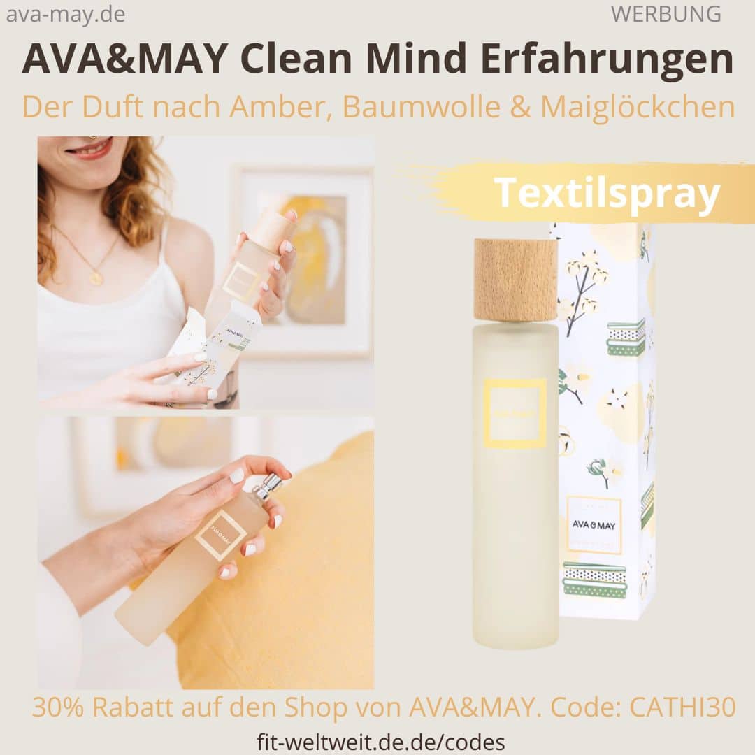 CLEAN MIND Textilspray AVA&MAY ERFAHRUNGEN Amber Baumwolle Maiglöckchen Raumspray Parfum
