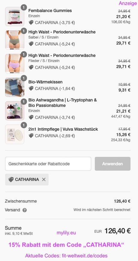 MYLILY Rabattcode 2023 15% Rabatt bekommen im Shop