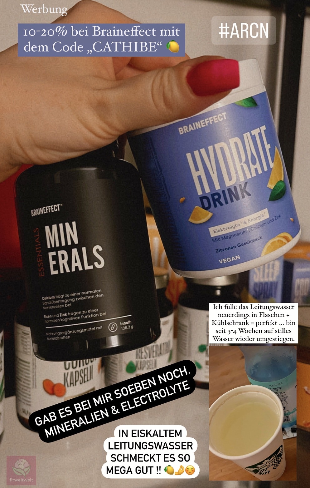 Braineffect Erfahrungen Hydrate Drink Mineral Essentials: Nach dem Joggen, der Sauna oder dem Sport nehme ich immer meine Minerals Essentials Kapseln und trinke einen Hydrate Drink von Braineffect.