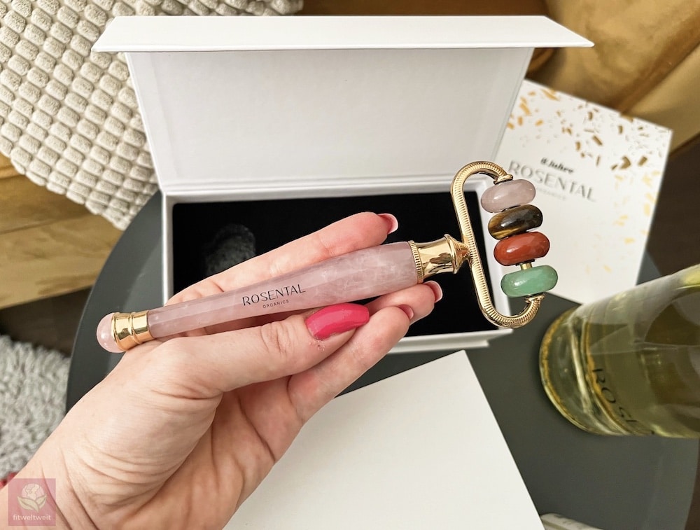 LUXUS Beauty Roller Gold 4 Heilsteine hochwertig echt