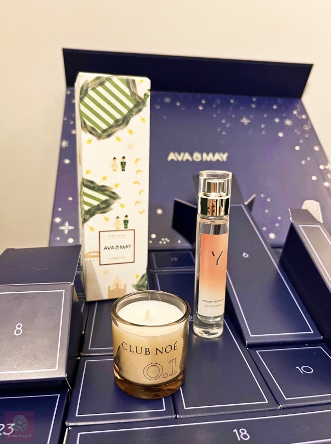 AVA and MAY Adventskalender Inhalte Duftstäbchen Duftkerzen Club Noé Parfum Duftkerze Weihnachten 2023 AVA and MAY Adventskalender Inhalte Duftstäbchen Duftkerzen Club Noé Parfum Duftkerze Weihnachten 2023