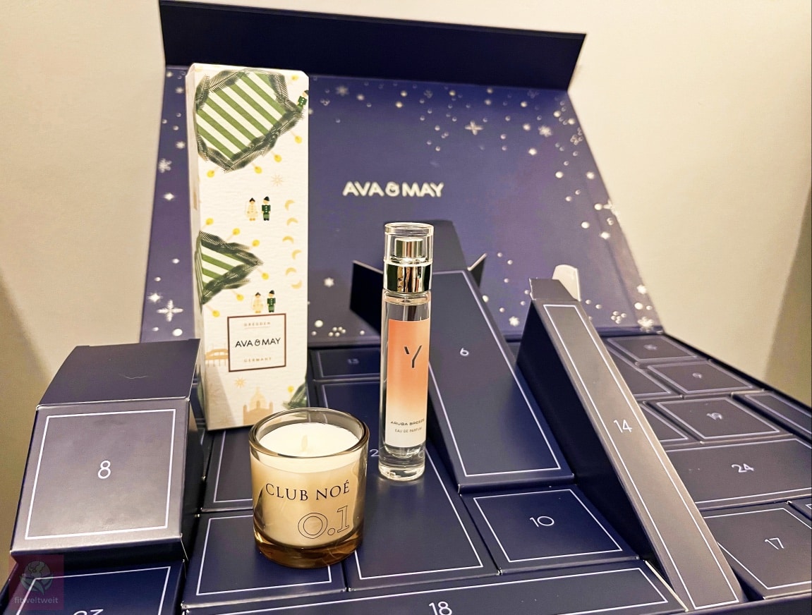 Adventskalender Inhalte Duftstäbchen Duftkerzen Club Noé Parfum Duftkerze AVA and MAY Weihnachten 2023