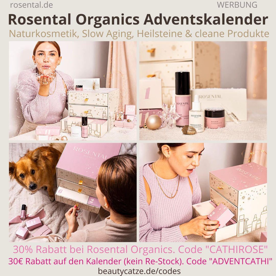 Detaillierte Rosental Organics Erfahrungsberichte auf beautycatze.de Rosental Organics ADVENTSKALENDER 2023 Erfahrungen Inhalte Rabattcode Beauty Kalender