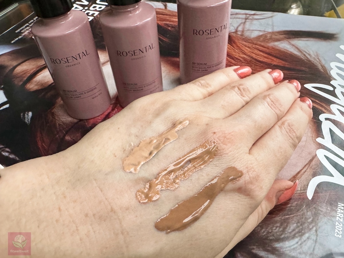 SWATCHES light medium dark BB Seren Rosental Organics Erfahrungen Farbe Nuance Hautton