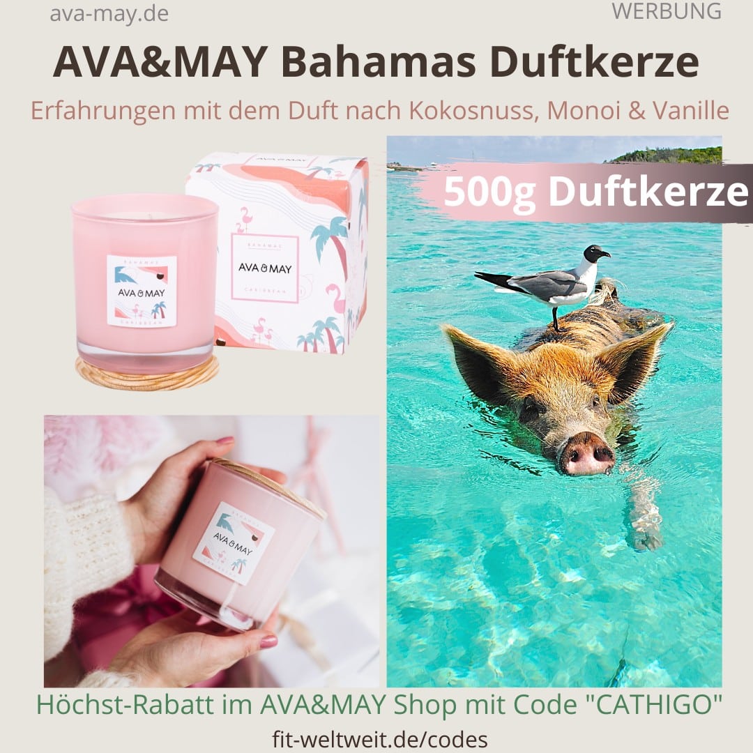 AVA & MAY Bahamas Carribean große Duftkerzen Erfahrungen Kokosnuss, Monoi, Vanille AVA & MAY Bahamas Carribean große Duftkerzen Erfahrungen Kokosnuss, Monoi, Vanille