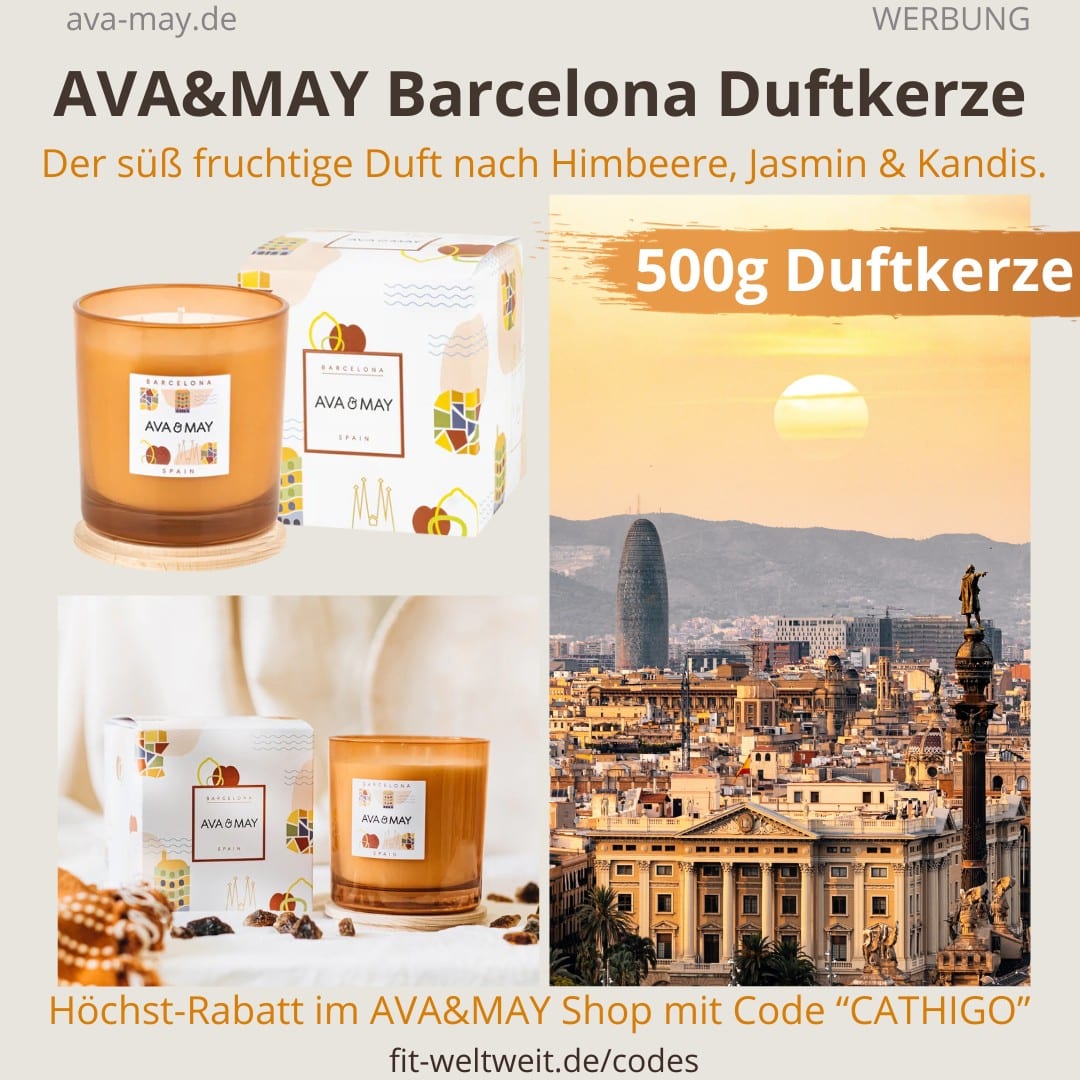 AVA & MAY Barcelona große Duftkerzen Erfahrungen Himbeere Jasmin Kandis Duft AVA & MAY Barcelona große Duftkerzen Erfahrungen Himbeere Jasmin Kandis Duft