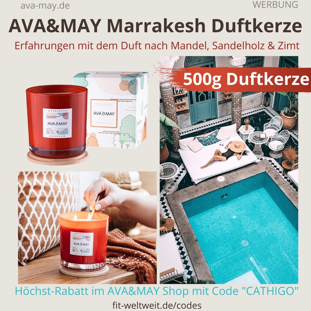 AVA & MAY MARRAKESH Morocco große Duftkerzen Erfahrungen Mandel, Sandelholz, Zimt AVA & MAY MARRAKESH Morocco große Duftkerzen Erfahrungen Mandel, Sandelholz, Zimt