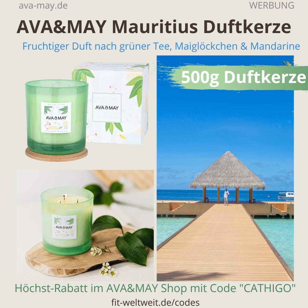 AVA & MAY MAURITIUS Indian Ocean große Duftkerzen Erfahrungen grüner Tee, Maiglöckchen & Mandarine AVA & MAY MAURITIUS Indian Ocean große Duftkerzen Erfahrungen grüner Tee, Maiglöckchen & Mandarine
