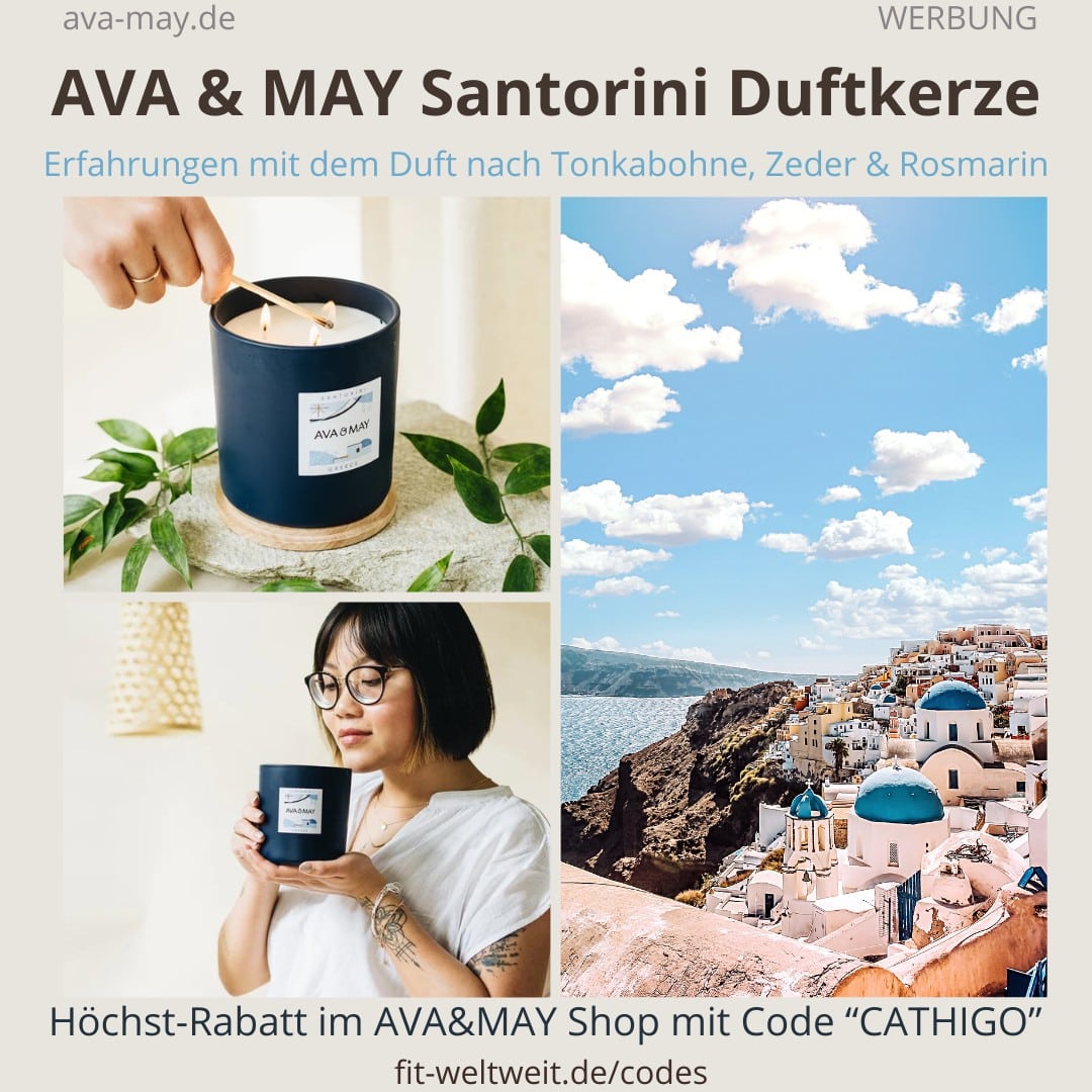 AVA & MAY SANTORINI Griechenland große Duftkerzen Erfahrungen Ava and May Tonkabohne, Zeder, Rosmarin AVA & MAY SANTORINI Griechenland große Duftkerzen Erfahrungen Ava and May Tonkabohne, Zeder, Rosmarin