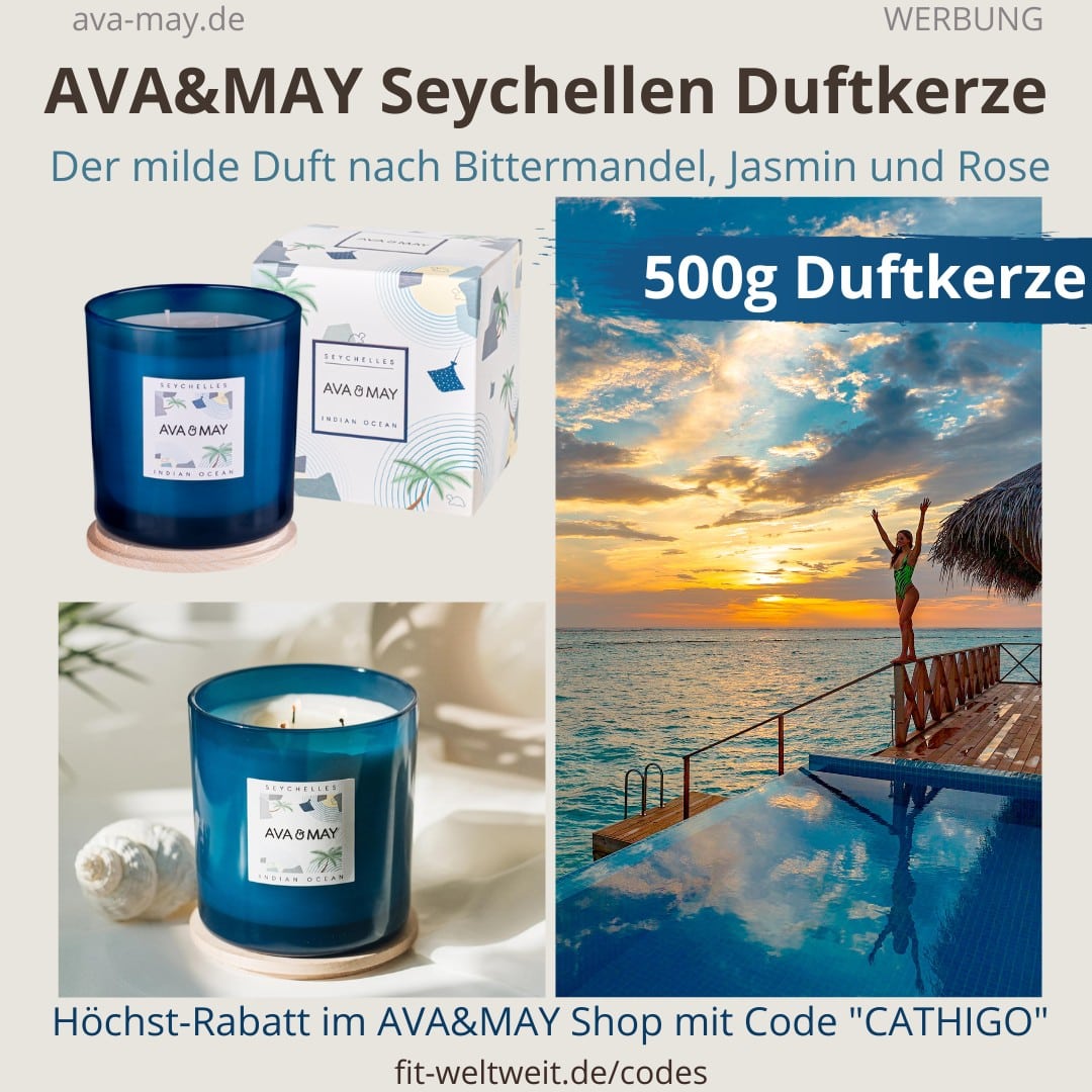 AVA & MAY SEYCHELLEN große Duftkerzen Erfahrungen Indian Ocean Litschi, Magnolie, Vanille AVA & MAY SEYCHELLEN große Duftkerzen Erfahrungen Indian Ocean Litschi, Magnolie, Vanille