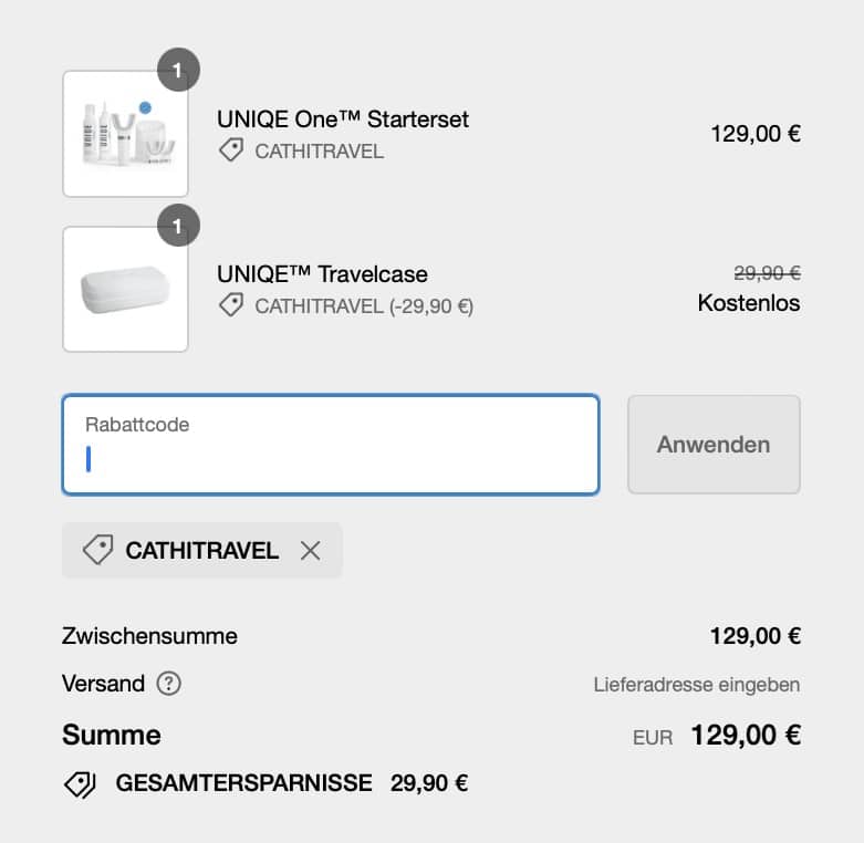 UNIQE Gutscheincode gratis Travelcase Zahnbürste UNIQE Gutscheincode gratis Travelcase Zahnbürste