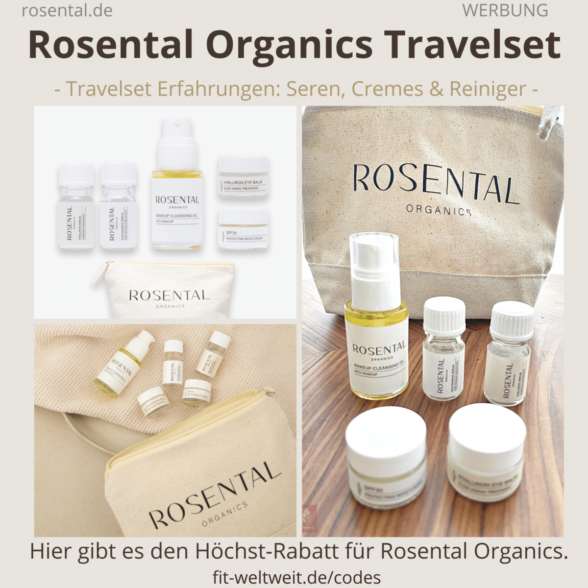 Rosental Travelset im Test – Reise Minis Erfahrungen (Rosental Produkte Test Moistruizer, Hyaluron Serum und Cleansing Oil)