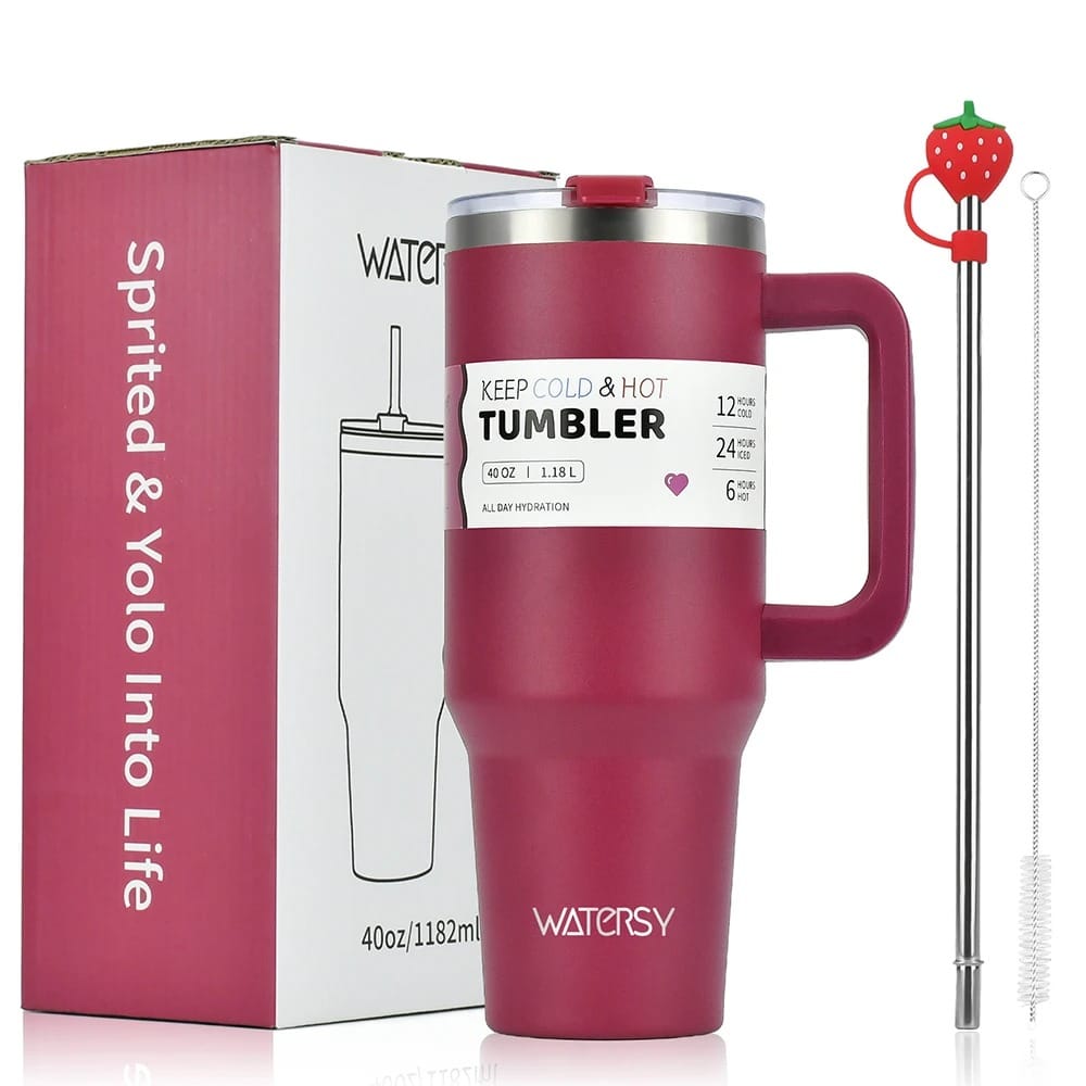 Burgundy Bordeaux roter Thermo Tumbler Kaffeebecher