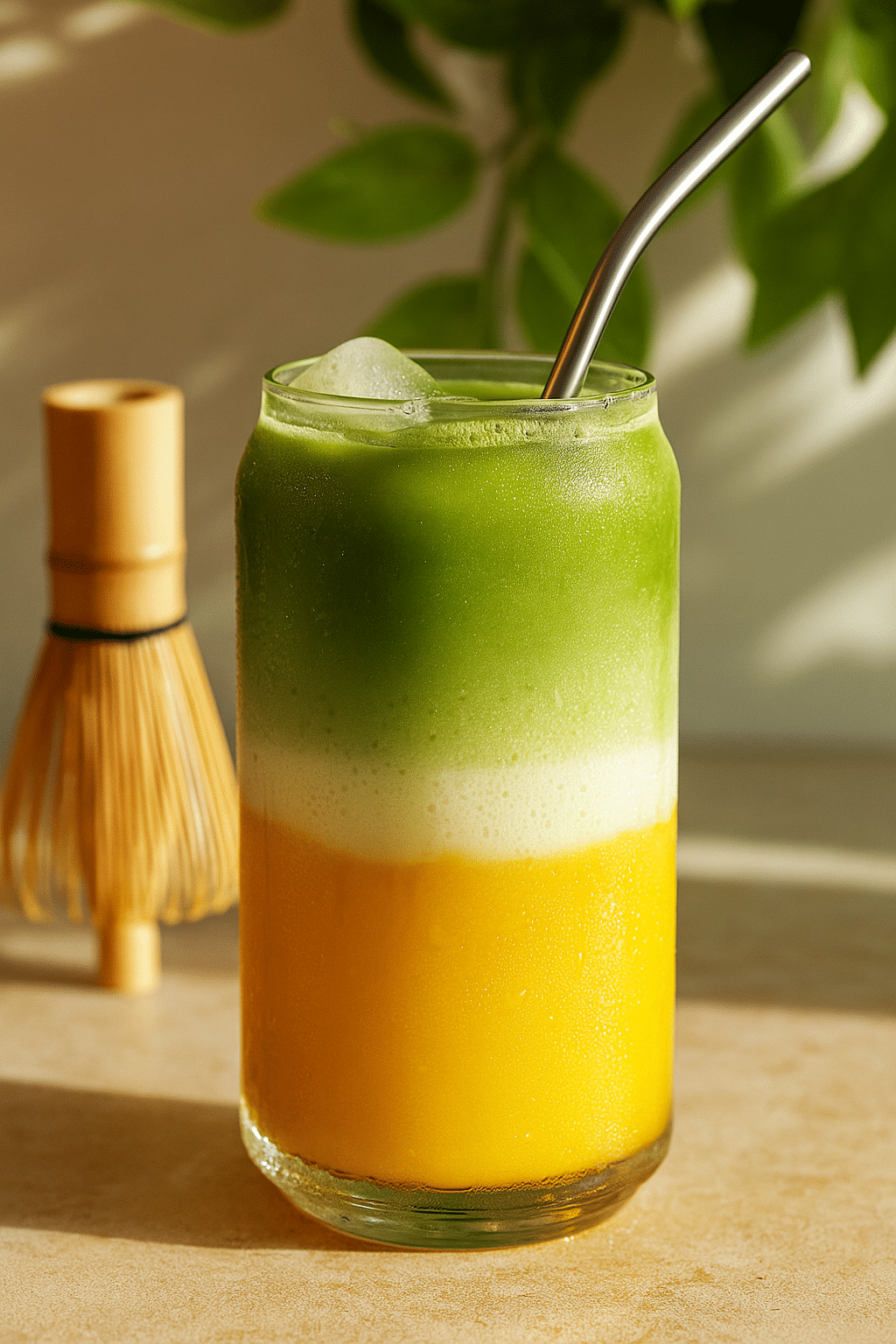 Mango Matcha Latte mit cremiger Kokosmilch - DER virale Trend