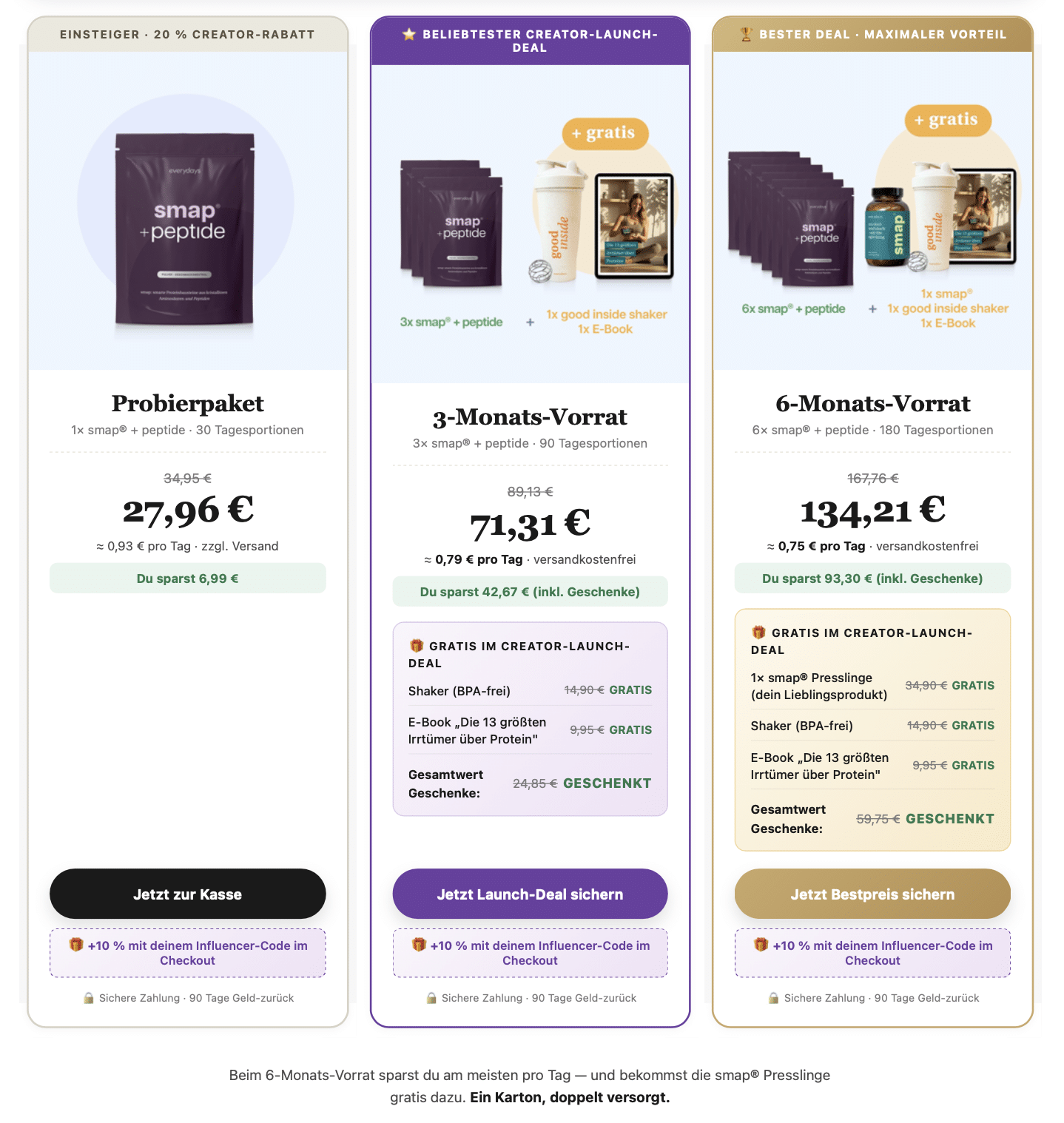 everydays smap peptide Rabatt gratis Smap bekommen Rabatt code Aktion