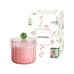 AVA & MAY Montmartre Duftkerze rosa Rippenglas mit illustrierter Paris-Geschenkbox